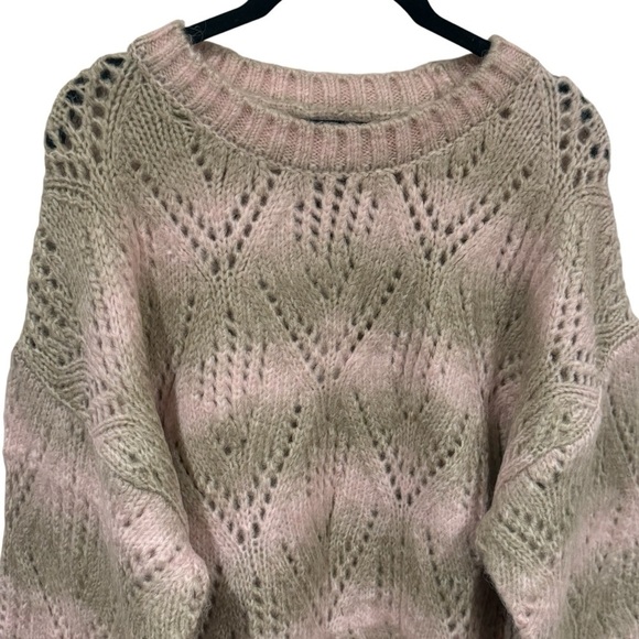 NEW Sanctuary Pointelle Sweater in Pink Moonlight Multi Crewneck Knot Size L - Picture 6 of 10